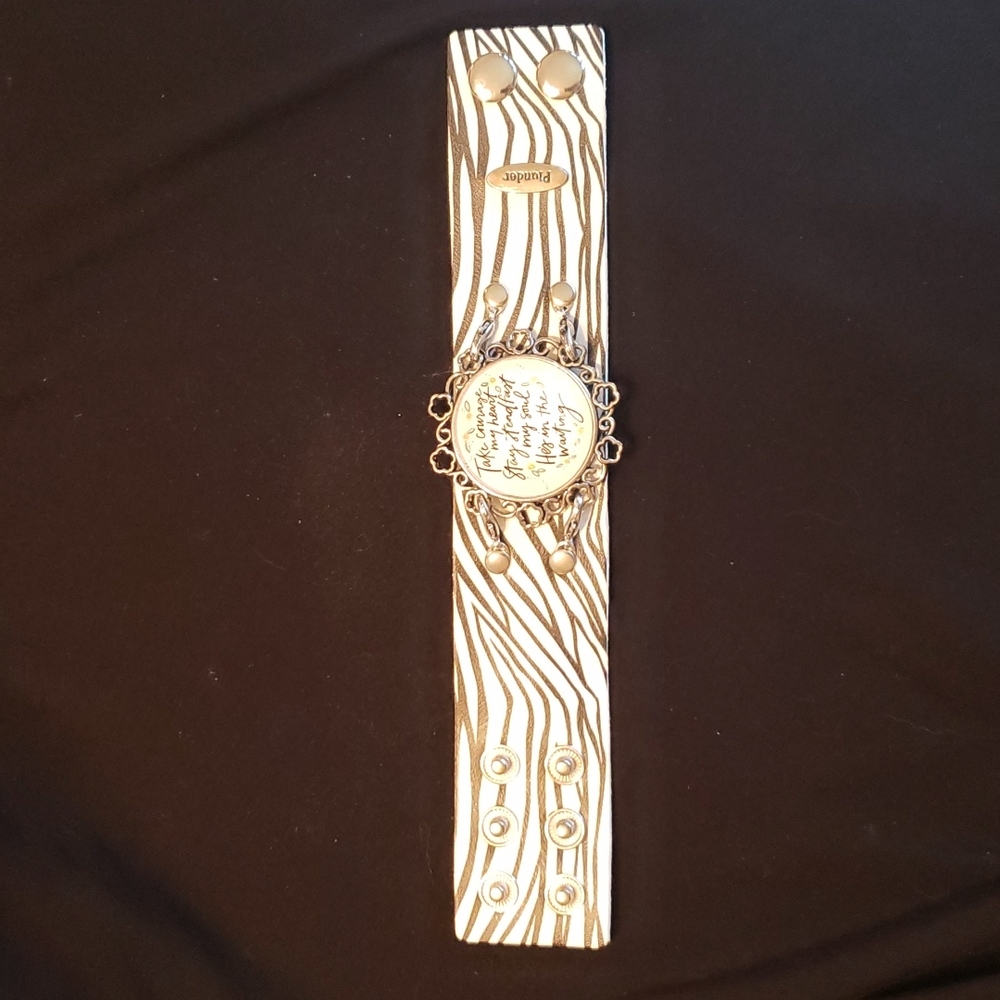 Plunder faux leather cuff with detachable pendant